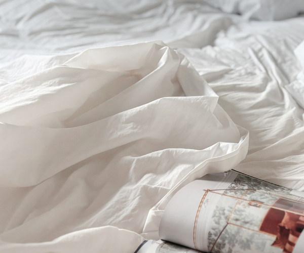 Close-up of 300 thread count percale cotton fabric texture